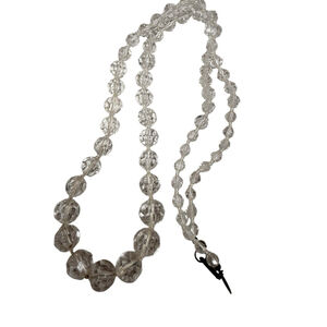Miriam Haskell Clear Glass Bead Necklace 18 “
